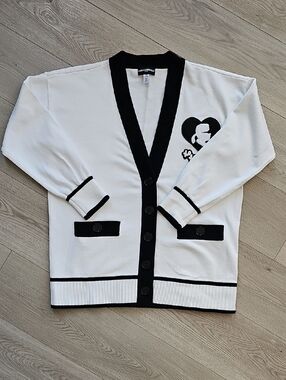 Karl Lagerfeld Paris Varsity Academia Cardigan, Medium